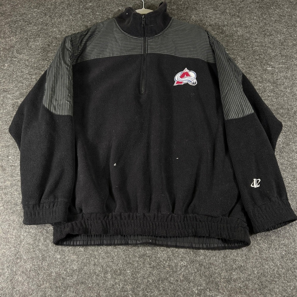 Vintage 90s Logo Athletic Colorado Avalanche NHL Fleece 1/4 Zip Pullover Mens L